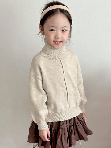 DAZY Young Girls Solid Turtleneck Sweater, Fall