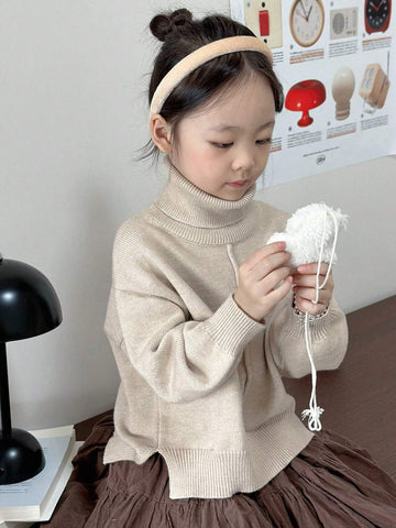 DAZY Young Girls Solid Turtleneck Sweater, Fall