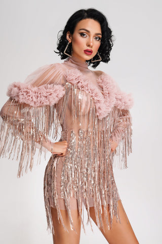 Rei Tassel Mesh Mini Dress