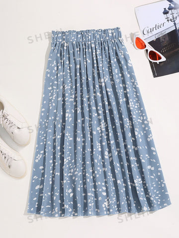 Dalmatian Print Flared Midi Skirt