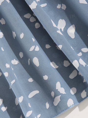 Dalmatian Print Flared Midi Skirt