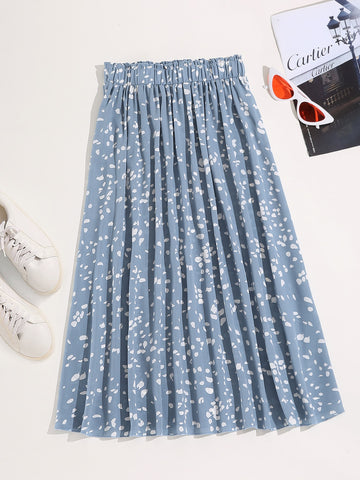 Dalmatian Print Flared Midi Skirt