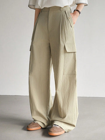 Dazy-Less Women Loose Straight-Leg Cargo Style Pants With Big Pockets