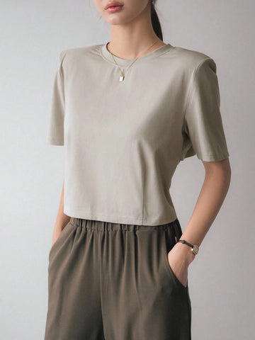 Women's Drawstring Lace-Up Hollow Out Short Sleeve T-Shirt
