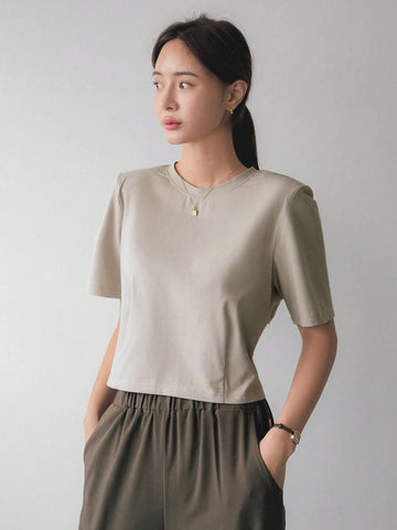 Women's Drawstring Lace-Up Hollow Out Short Sleeve T-Shirt