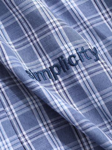 Dazy-Less Women's Embroidered Letter Plaid Long Sleeve Casual Shirt