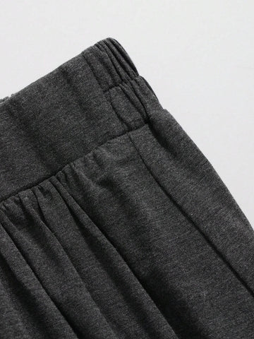 Dazy-Less Women's Round Neck Short Sleeve Asymmetrical Hem Top And Long Skirt Set