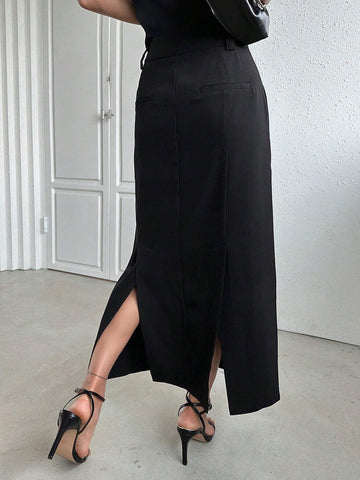 Dazy Designer High Waist Split Hem Skirt