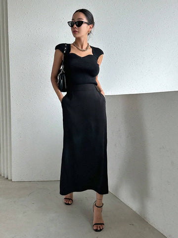 Dazy Designer High Waist Split Hem Skirt