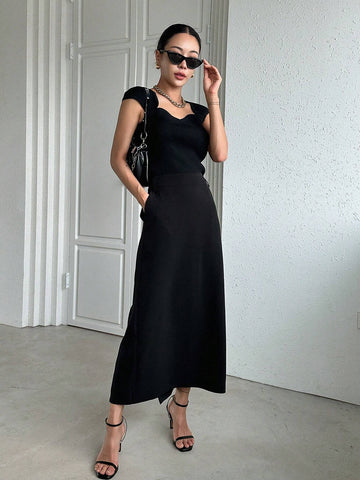 Dazy Designer High Waist Split Hem Skirt