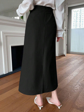 Dazy Designer Ladies' Fashionable Elegant Solid Color Versatile Skirt