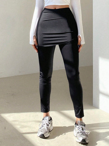 Dazy Designer Mock Two-Piece Leggings