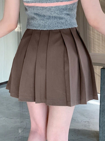 Dazy Designer Solid Color Pleated Skirt