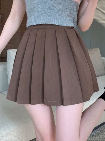 Dazy Designer Solid Color Pleated Skirt