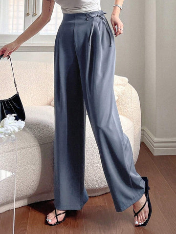 Dazy Designer Women Blue Pants With Waist Tie Design And A Sense Of Style