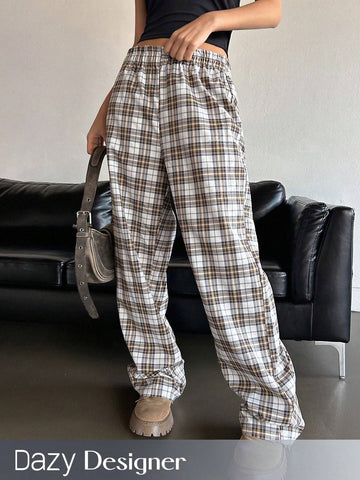 Dazy Designer Women Plaid Designed Long Pants