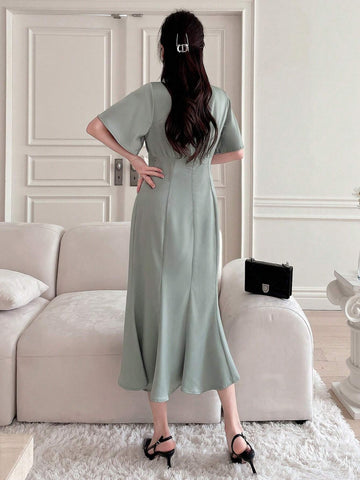 Dazy Designer Women Short Sleeve Design Dress
