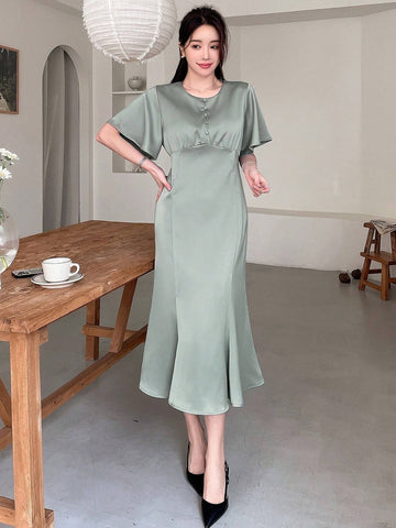 Dazy Designer Women Short Sleeve Design Dress