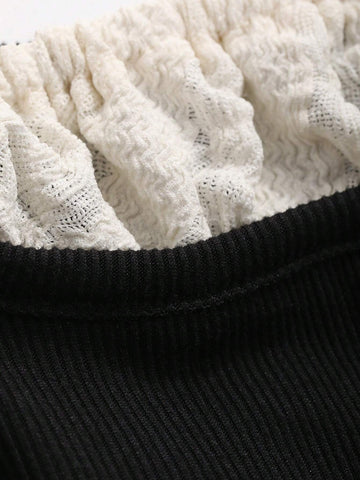 Dazy Designer Women's Color Blocking Short Sleeve T-Shirt