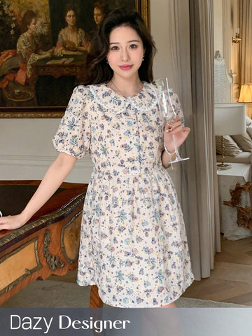 Dazy Designer Women's Doll Collar Small Floral Print Dress