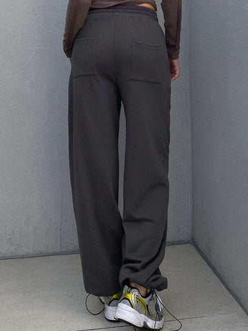 Dazy Designer Women's Drawstring Waist Long Pants Baggy Pants