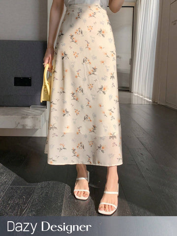 Dazy Designer Women's Floral Design A-Line Skirt