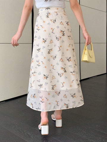 Dazy Designer Women's Floral Design A-Line Skirt