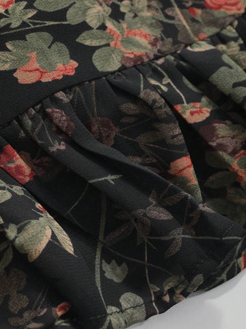 Dazy Designer Women's Floral & Plant Printed Ruffle Hem Skirt