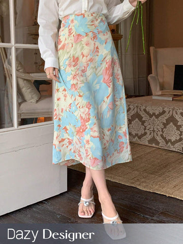 Dazy Designer Women's Printed Design Midi Skirt