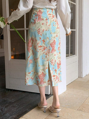 Dazy Designer Women's Printed Design Midi Skirt