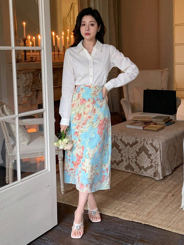 Dazy Designer Women's Printed Design Midi Skirt