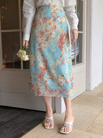 Dazy Designer Women's Printed Design Midi Skirt