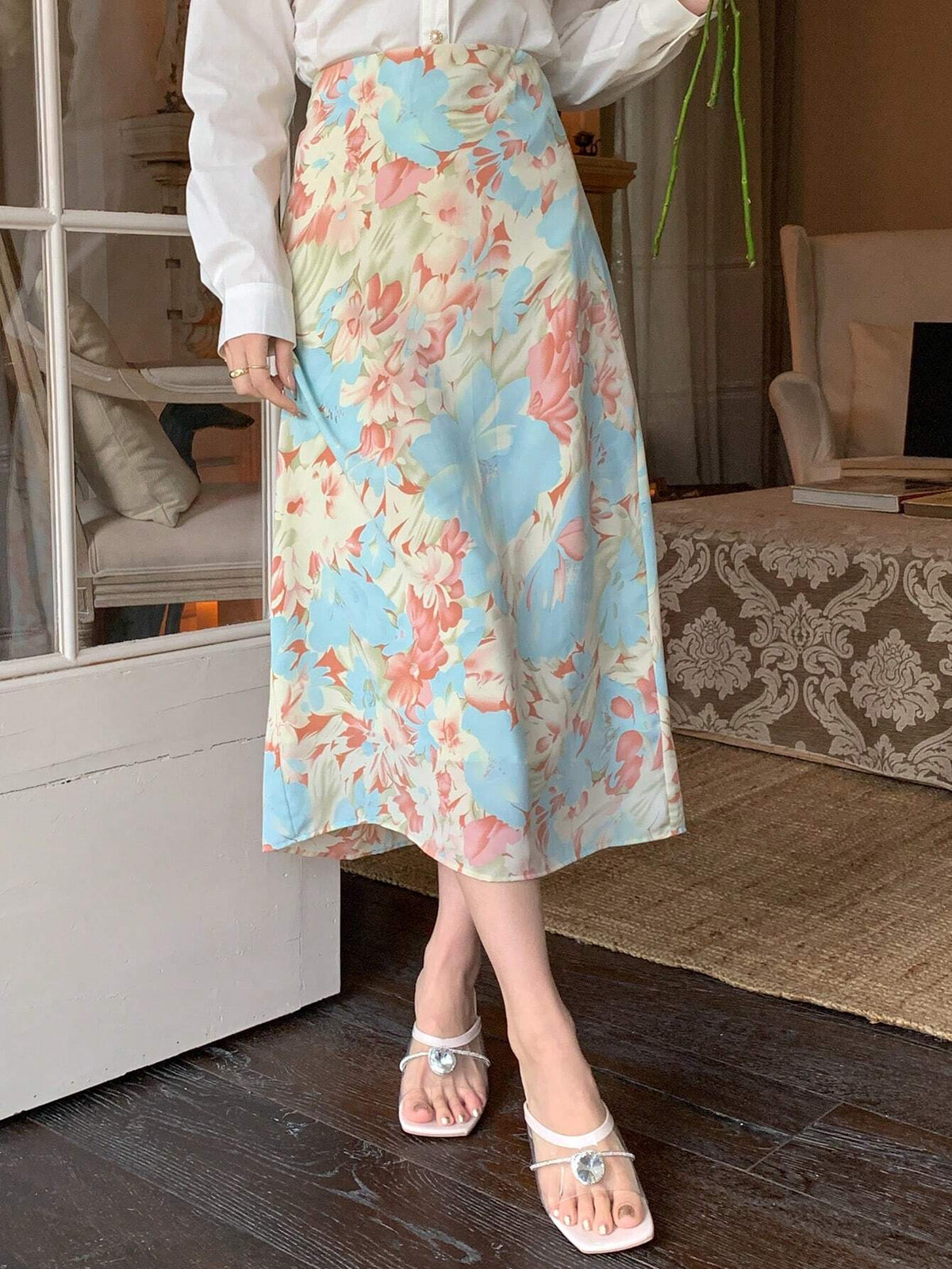 Dazy Designer Women's Printed Design Midi Skirt