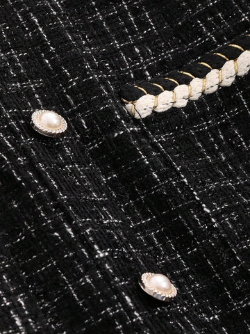 Dazy Star Button Front Tweed Skirt