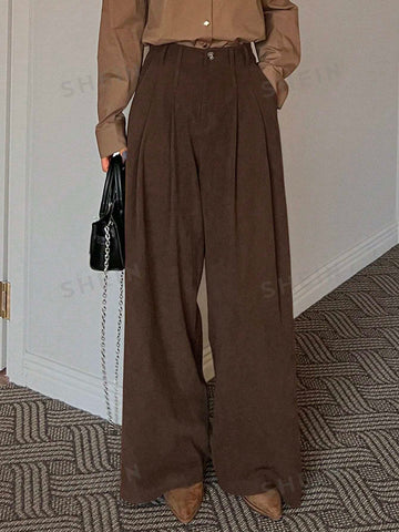 Dazy Star Women's High Waisted Long Pants, Brown