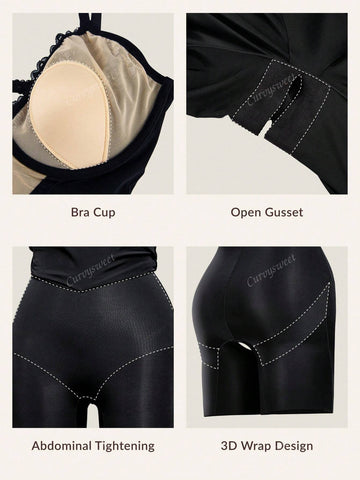 Deep-V Sleeveless Lace Split Mermaid Shapewear Dress For Formal Cocktails, Surround Pressurization Body Shaping