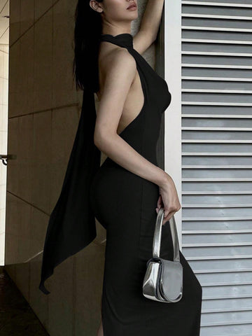 Deep V-neck Hollow Out Sexy Dress
