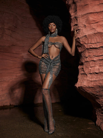 Delfina Cutout Chainmail Mini Dress