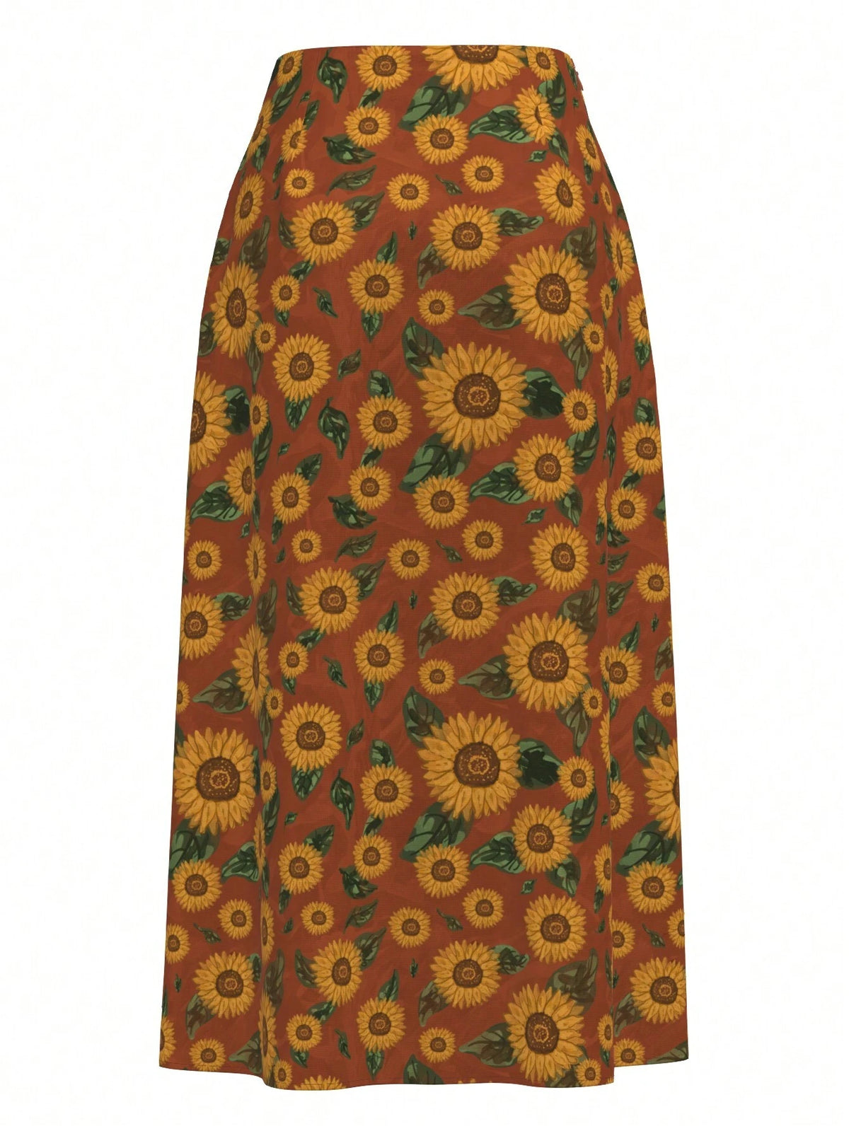 Denise Mayang Artist Vacation Sunflower Print Split Thigh Skirt