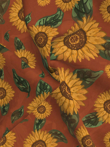 Denise Mayang Artist Vacation Sunflower Print Split Thigh Skirt