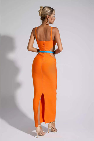 Destiny Pink Bandage Metallic Maxi Dress