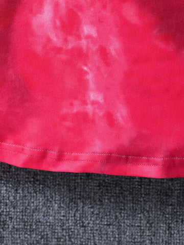 Digital Tie-Dye & Racing Car Print Long Sleeve Round Neck Casual Dress For Young Girls, Suitable For Summer, Outdoor, Leisure, Travel, Vacation, Party, Spring & Autumn