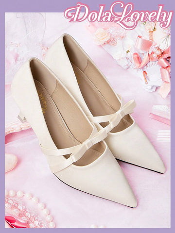 Women Bow Decor Slip-On High Heels For Christmas And New Year Holiday Vibe Fall And Winter