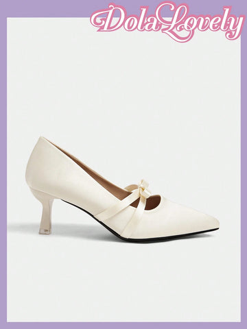 Women Bow Decor Slip-On High Heels For Christmas And New Year Holiday Vibe Fall And Winter