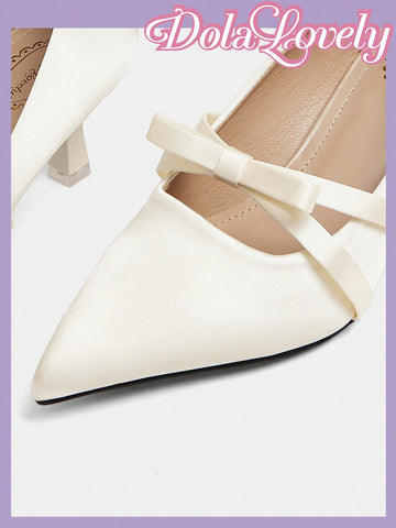 Women Bow Decor Slip-On High Heels For Christmas And New Year Holiday Vibe Fall And Winter