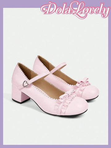 Dola Lovely Bow Tie French Mary Jane Elegant High Heels, Ladylike Style