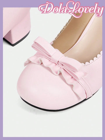 Dola Lovely Bow Tie French Mary Jane Elegant High Heels, Ladylike Style