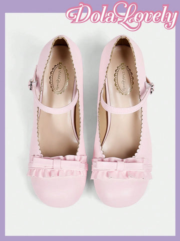 Dola Lovely Bow Tie French Mary Jane Elegant High Heels, Ladylike Style