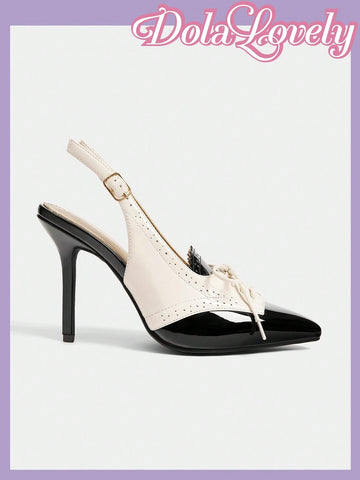 Retro Sweet Lolita Style Contrast Color Lace Up Decorated Women