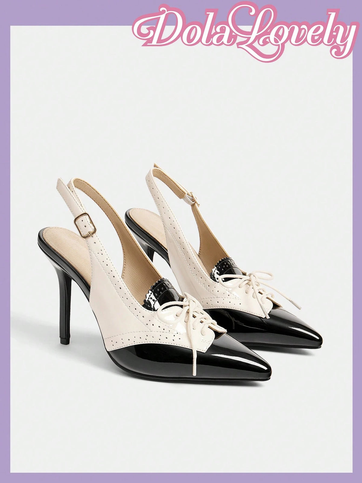 Retro Sweet Lolita Style Contrast Color Lace Up Decorated Women